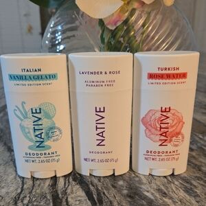 Native Deodorant Set - Vanilla Gelato, Lavender & Rose, Rose Water